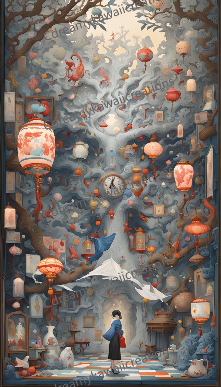 arte gotico giapponese-arredi-paesaggi colorati surreali, sognanti