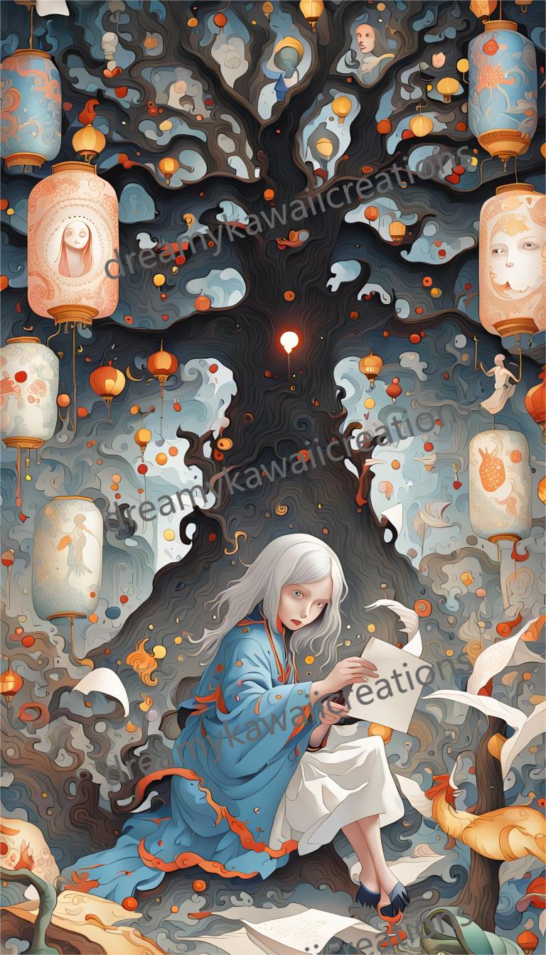 arte gotico giapponese-arredi-paesaggi colorati surreali, sognanti