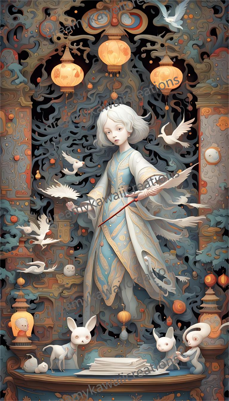 arte gotico giapponese-arredi-paesaggi colorati surreali, sognanti