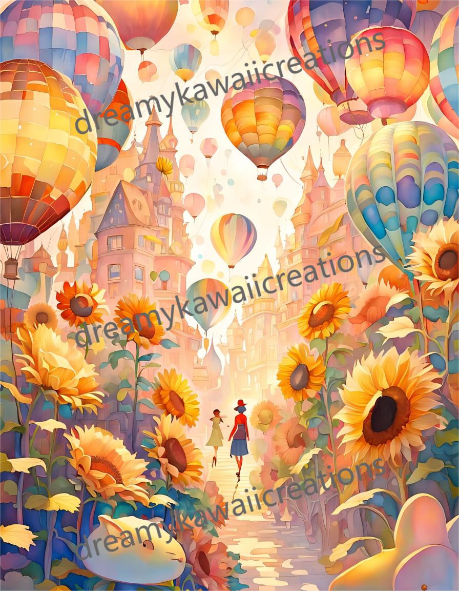 teiere, mongolfiere e girasoli: 13 Clip Art PNG stravaganti e romantiche con colori vivaci blu  e arancio-ultra alta definizione